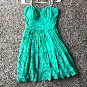 Filly Flair sea green embroidered strapless dress